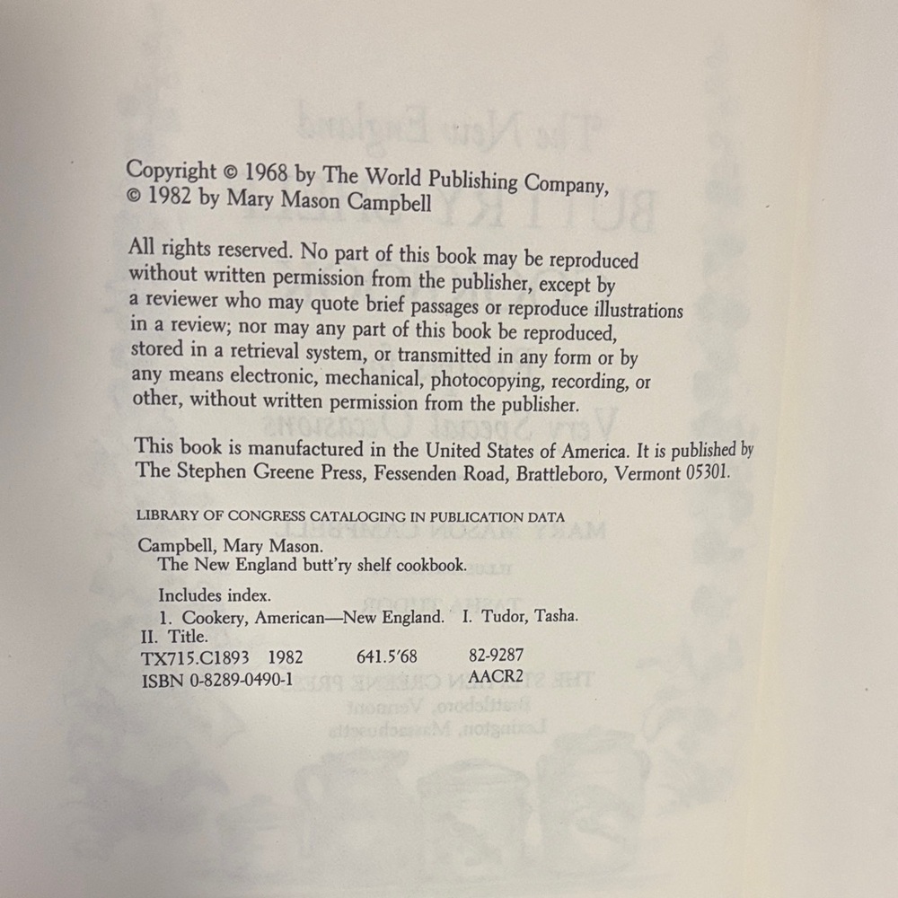 The New England Butt'ry Shelf Cookbook by Mary Mason Campbell - Picture 3 of 12